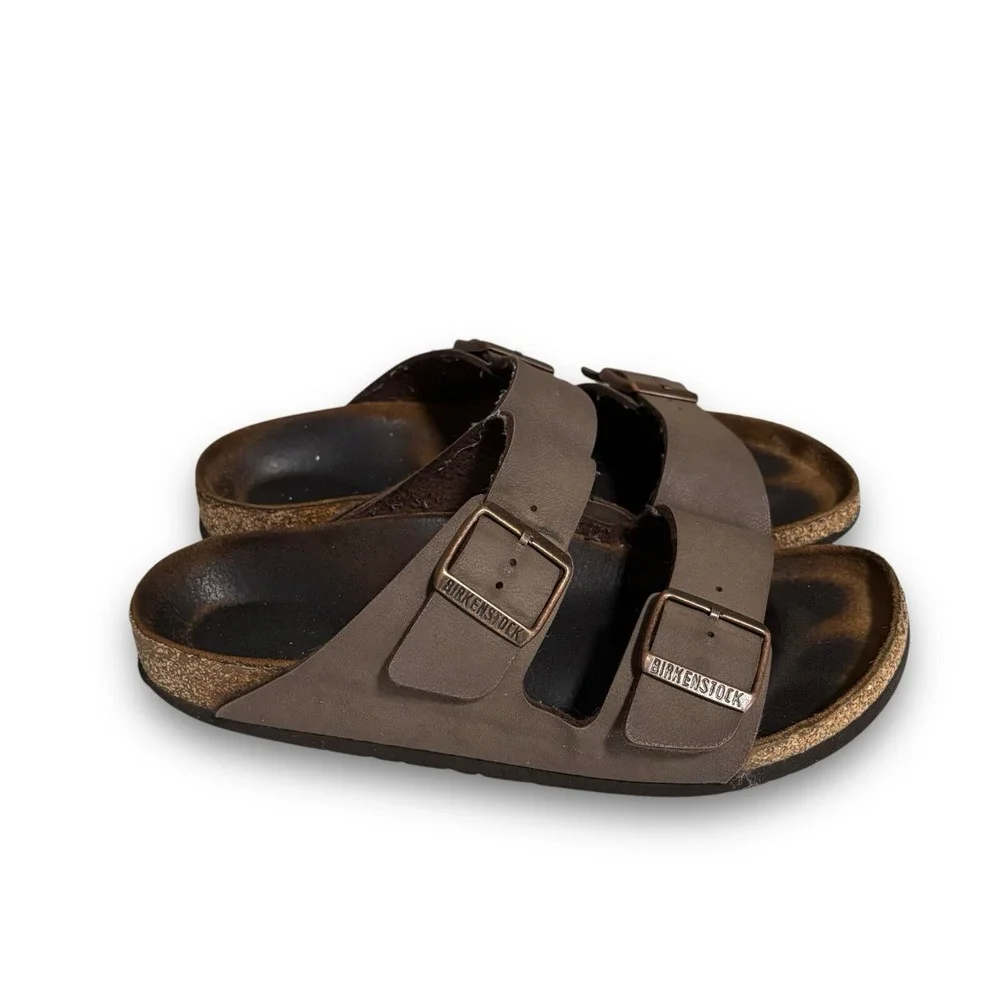 Birkenstock Men's Two Strap Leather Sandals Brown Size Unknown Measures 10